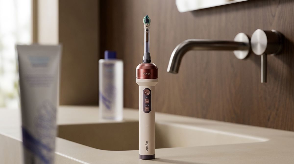 Détail de la tête de brosse et de la caméra de la Dyson CameraJet
